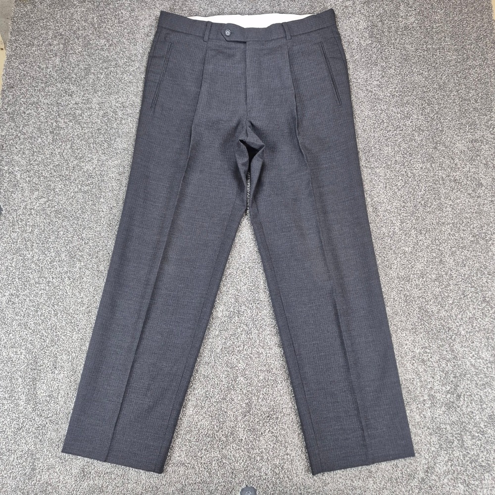 Hugo Boss Einstein Sigma Dress Pants Mens 34x30 Gray Virgin Wool Pleated